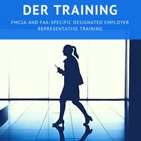 Blue DER Training Banner atop image of woman walking down hallway