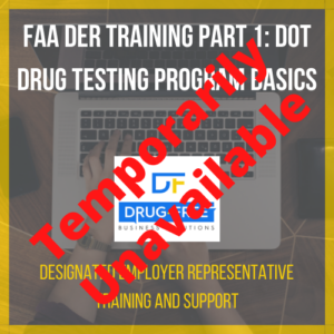 FAA DER Training Part 1: DOT Drug Testing Program Basics CD Cover, with a laptop and hands as the background image