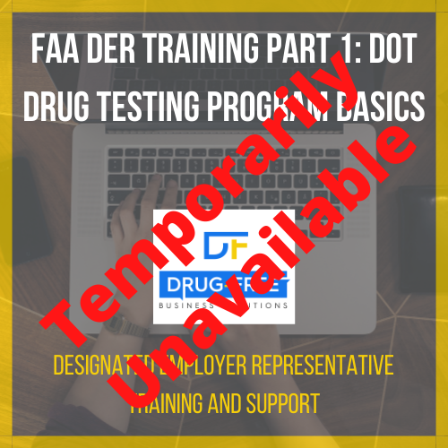 FAA DER Training Part 1: DOT Drug Testing Program Basics CD Cover, with a laptop and hands as the background image