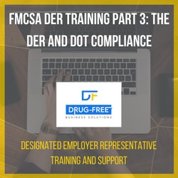 FMCSA DER Training Part 3: the DER and DOT Compliance CD Cover, with a laptop and hands as the background image