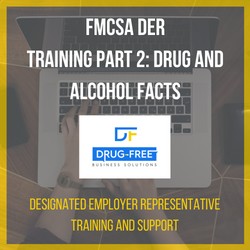 FMCSA DER Training Part 2: Drug and Alcohol Facts CD Cover, with a laptop and hands as the background image