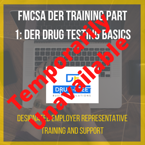 FMCSA DER Training Part 1: DER Drug Testing Basics CD Cover, with a laptop and hands as the background image.