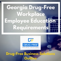 Georgia Drug-Free Workplace Employee Education Requirements Banner with an above view of a laptop with hands on the keyboard in the background