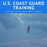 US Coast Guard Training Banner with Coast Guard helicopter saving man from ocean underneath