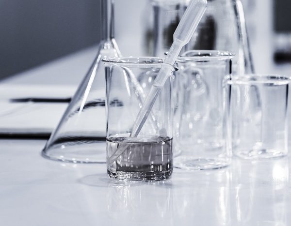 Lab beakers in a DOT drug testing lab