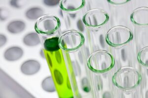 Vials in a laboratory awaiting validity testing