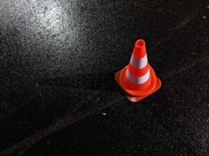 Cone placed at the scene of a traffic accident requiring FMCSA post-accident testing