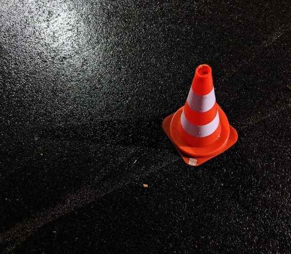 Cone placed at the scene of a traffic accident requiring FMCSA post-accident testing